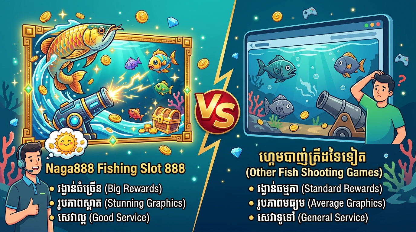 ការប្រៀបធៀប Naga888 Fishing Slot ជាមួយនឹងហ្គេមបាញ់ត្រីដទៃទៀត